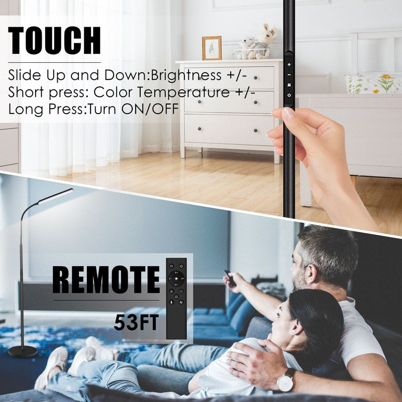 LED Dimmable Floor Lamp w/ Remote & Touch, 3 Colors, Black Modern Standing Lamp5