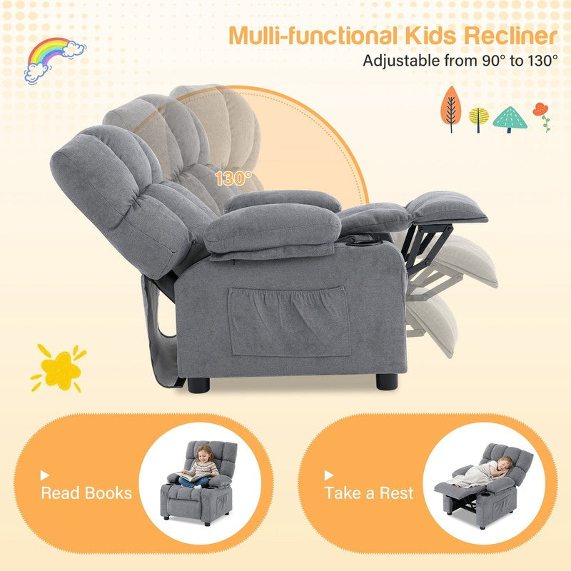 Kids Recliner Chair Push Back Toddler Recliner Children Bedroom Furniture ，Grey2
