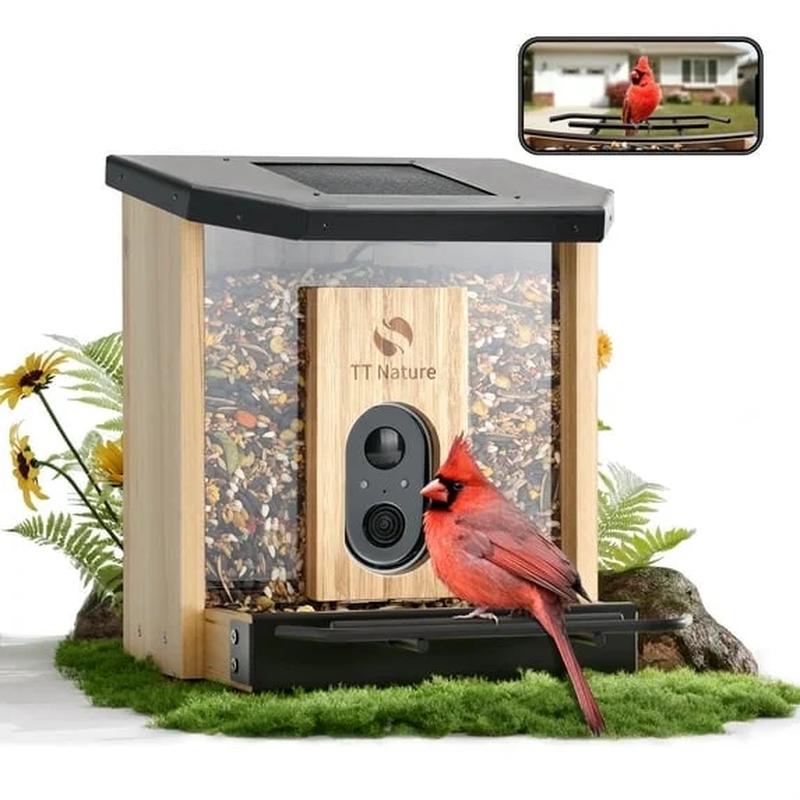 Smart Cedar Wood Bird Feeder w/ Camera, Solar, AI ID 10,000+ Birds9