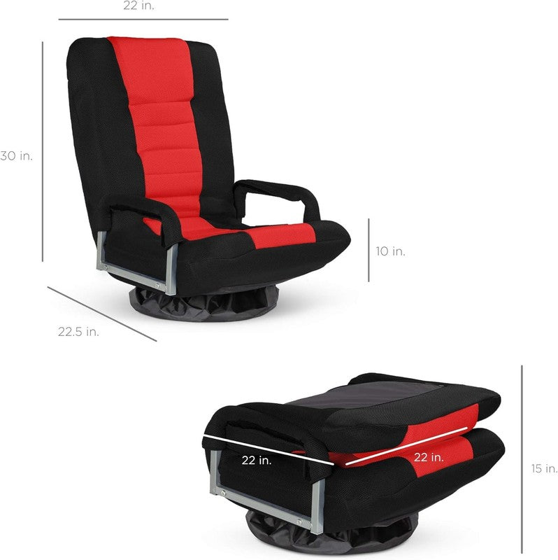 Gaming Floor Rocker Chair 360° Swivel, Lumbar Support Black/Red1