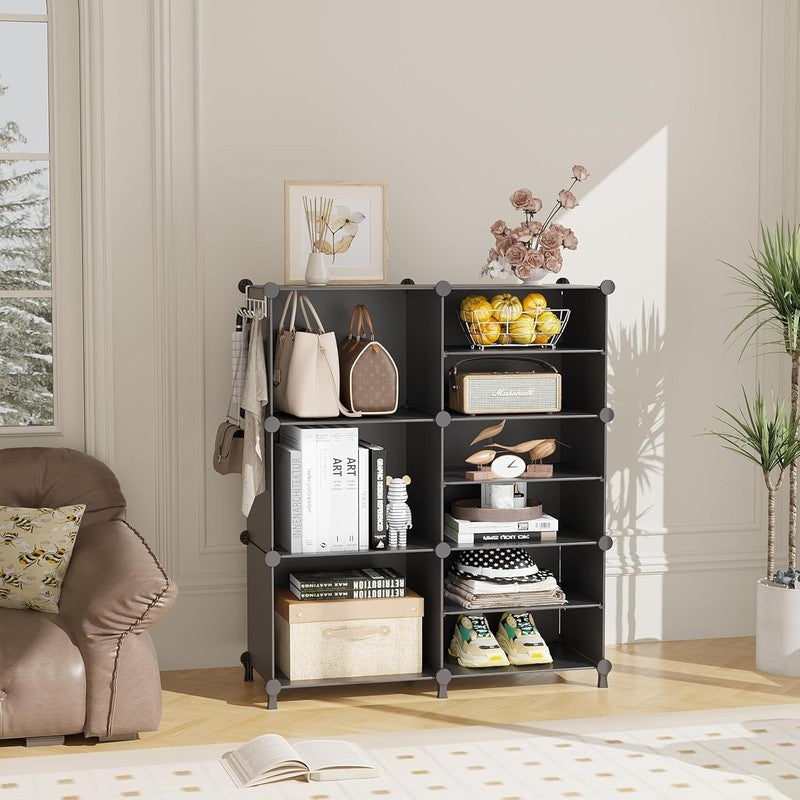 6 Cube Closet Organizer, Stackable Storage Shelves for Clothes, Black1