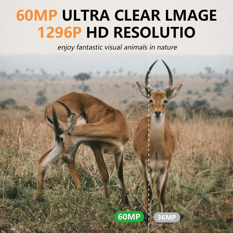 Trail Camera 60MP WiFi Night Vision IP66 + 32GB Card 120° APP Control4