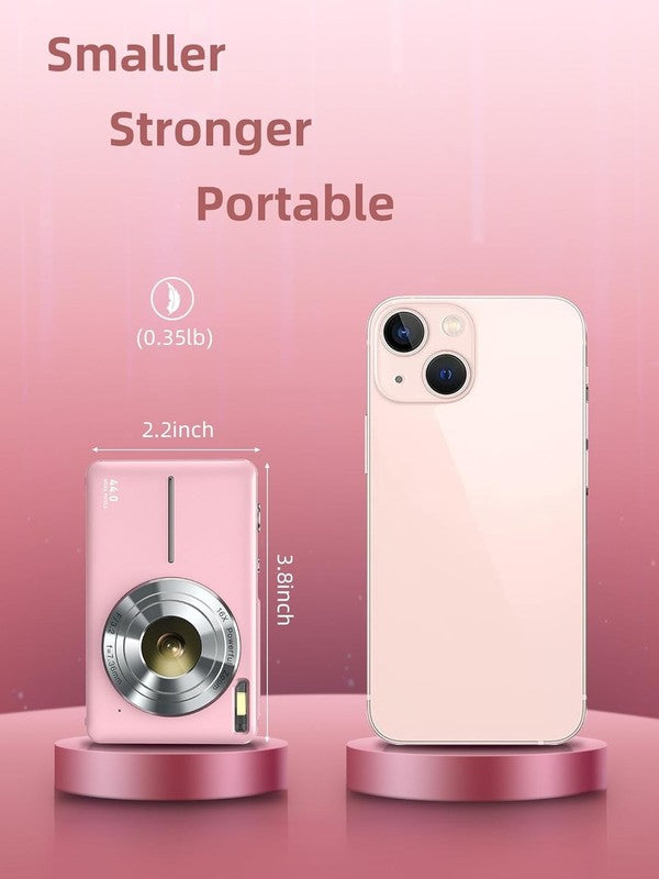 FHD 1080P Digital Point & Shoot Camera 16X Zoom Anti-Shake Compact Kids, Pink4
