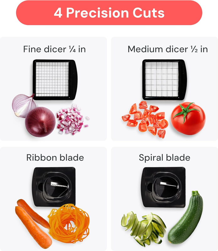 Pro Chopper 4 in 1 Vegetable Chopper Spiralizer Fruit Slicer White3