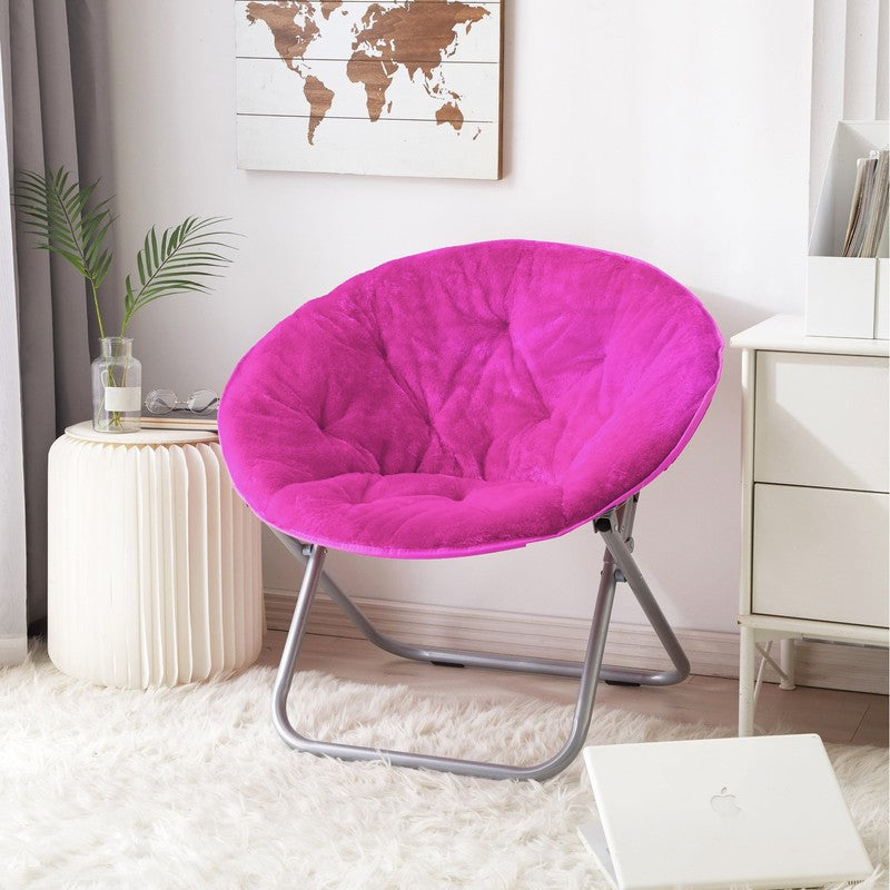 Faux Fur Saucer Chair, Pink3