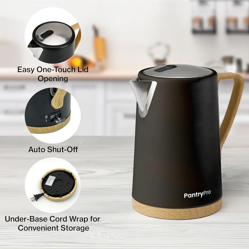 Electric Kettle 1.7L 1500W Stainless Steel Fast Boil Auto Shut Off LED Black2