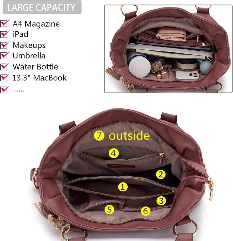 4Pc Women’s Handbag Set Shoulder Top Handle Satchel Hobo Tote Purse5