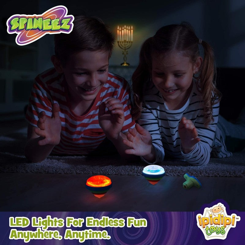 Spineez Light up Spinning Tops – 12-Pack LED Spinner Toys for Kids – Ideal Stock4