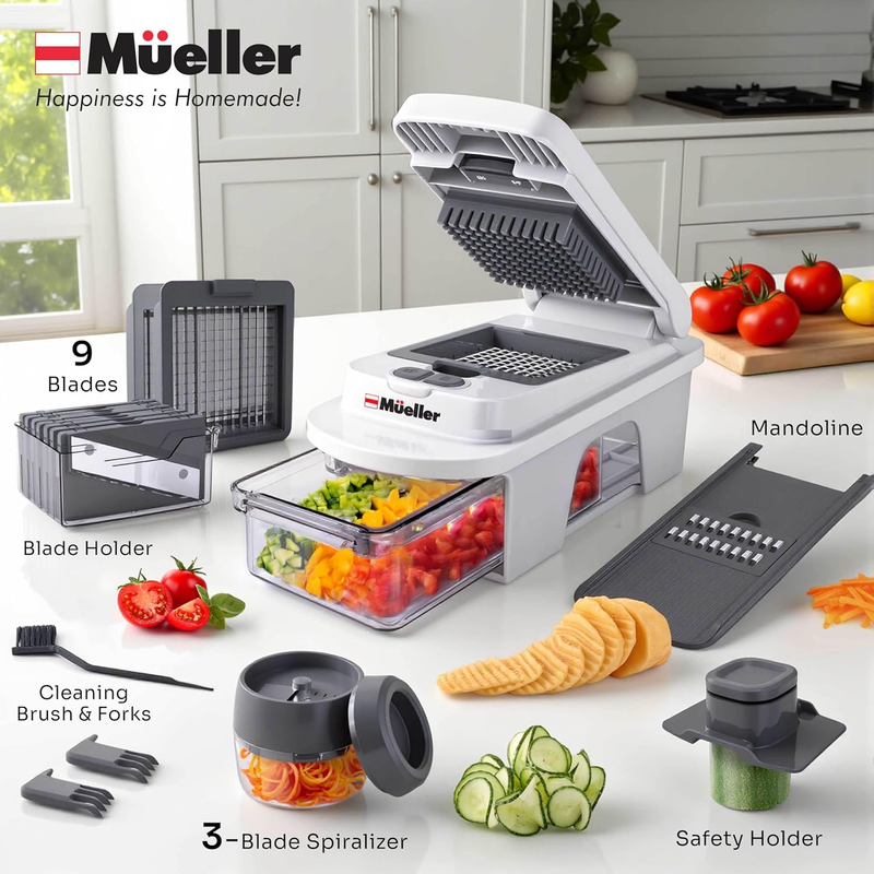 Pro Series 12 Blade Mandoline Slicer Vegetable Chopper Spiralizer White Gray5