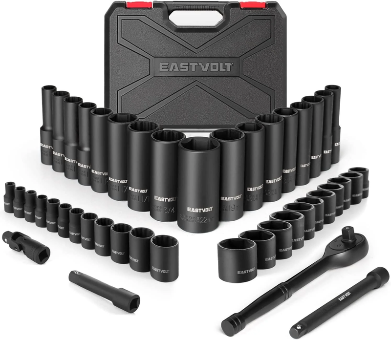 46 Pc Mechanic Tool Kit Socket Set w/ 72T Reversible Ratchet Metric & SAE0
