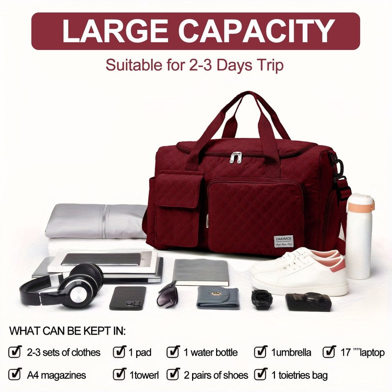 Travel Duffle Bag for Women Men, Weekender Overnight Bags Carry on Gym Bag with6
