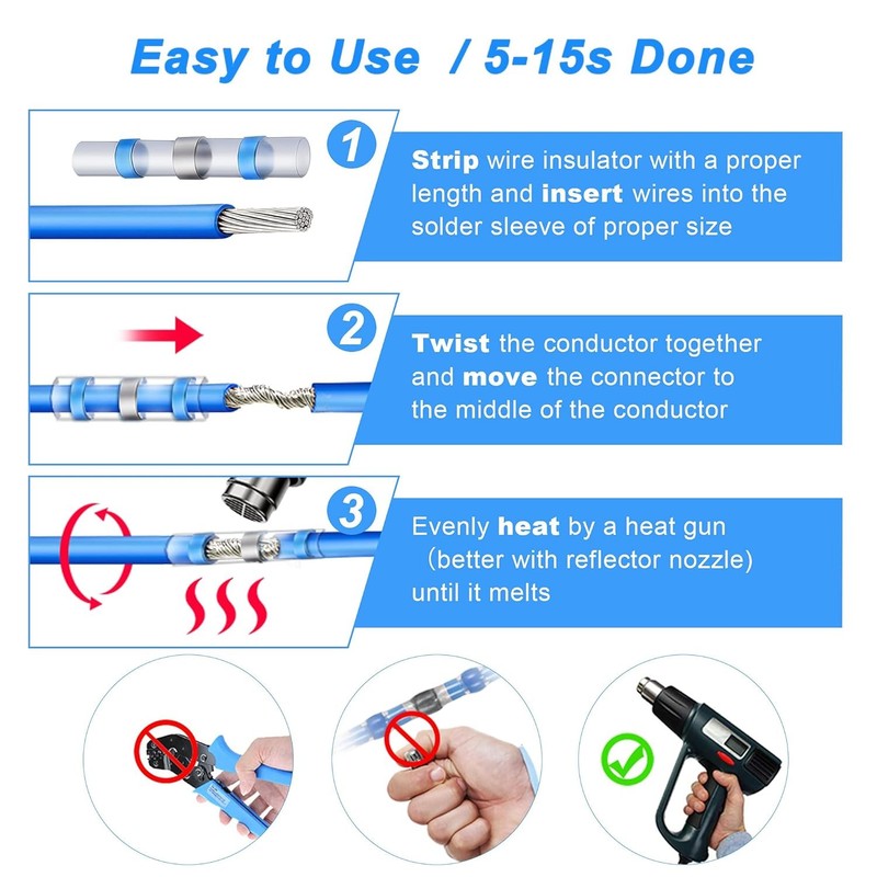 120PCS Heat Shrink Solder Seal Connectors Kit for Marine & Automotive Use4