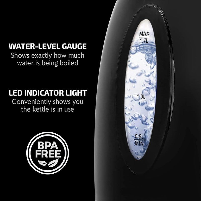 Electric Kettle, 1.7L Fast Boiling Water Heater for Coffee or Tea, BPA Free with2