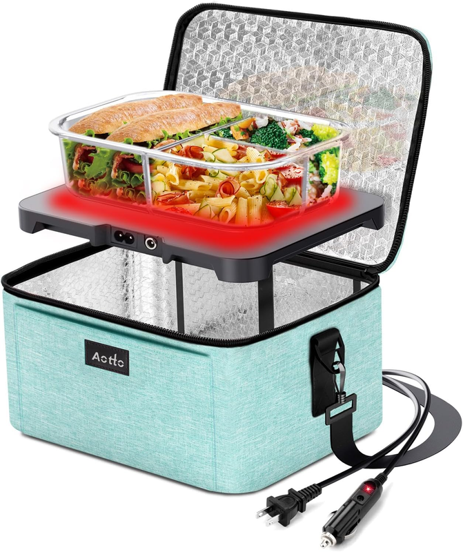 Portable Electric Lunch Box Oven Food Warmer 3 in 1 12V 24V 110V Lake Green10