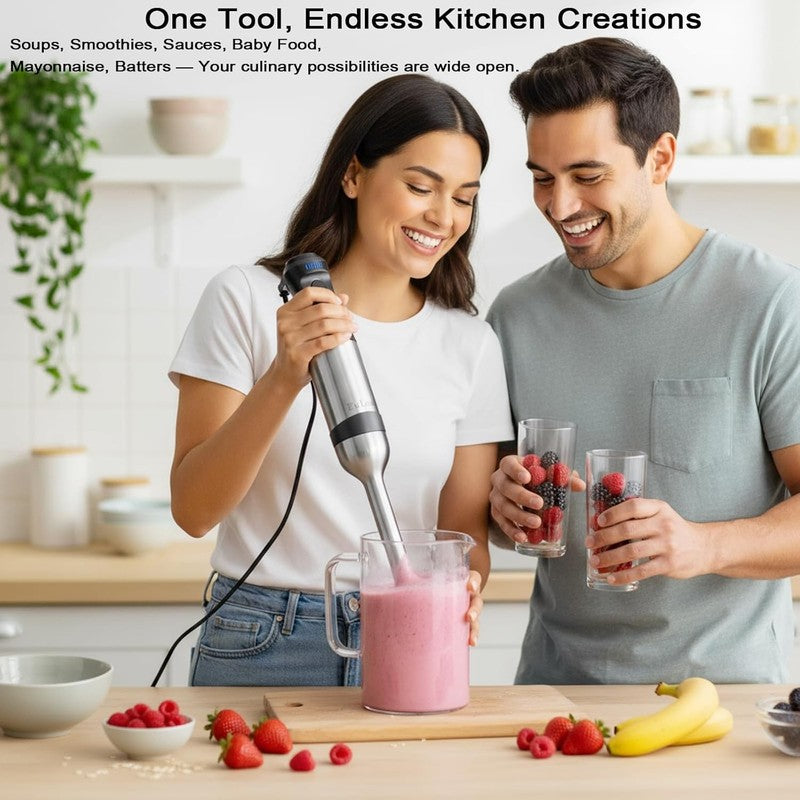 2026 New Immersion Hand Blender, 1200W with 5 Speed Settings, Stainless Steel Bl6