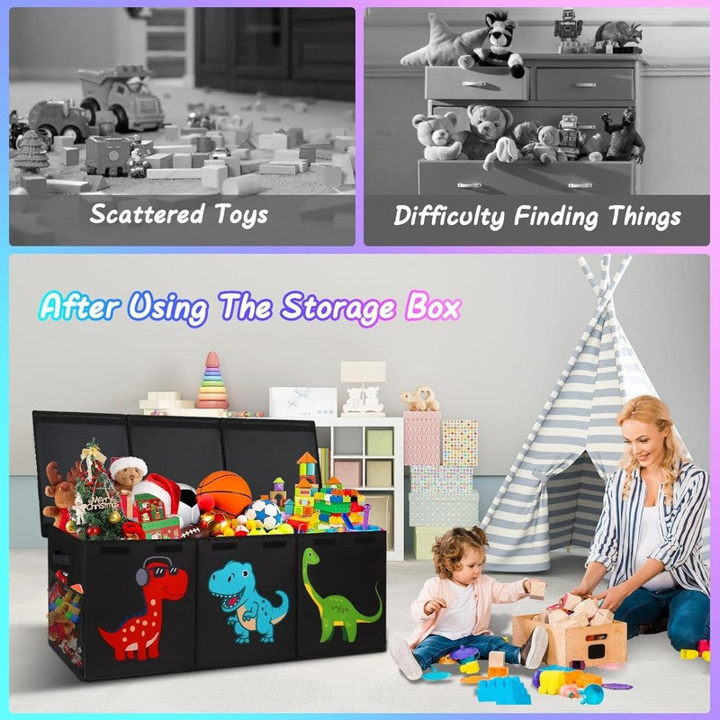 Extra Large Toy Box Chest Collapsible Dinosaur Storage Bin Kids Organizer3