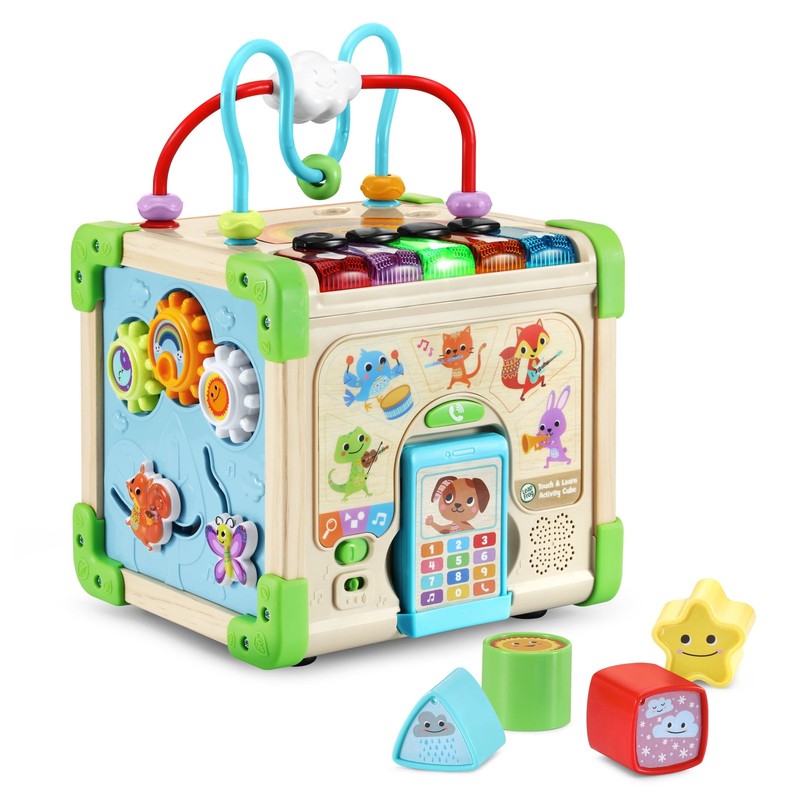 Wooden Activity Cube Touch & Learn FSC Certified Baby Toddler Toy5