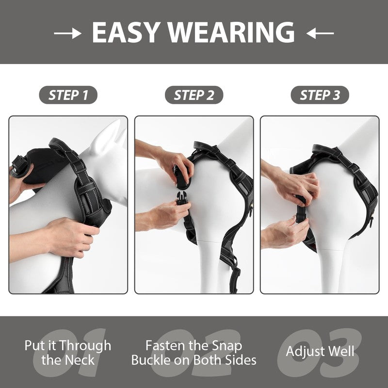 No Pull Dog Harness & Leash Set, Reflective Adjustable Soft Vest Small3