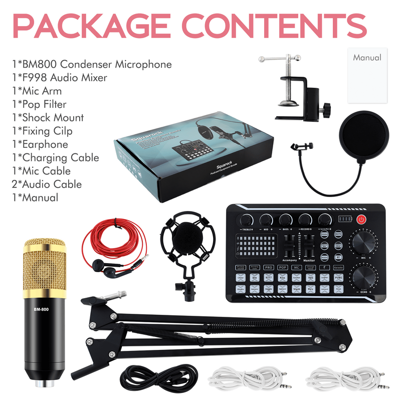 BM-800 Condenser Microphone Bundle – Podcast Mic with Voice Changer for Streamin9