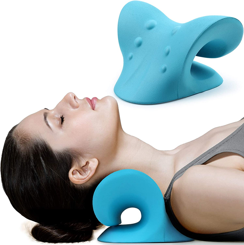 Neck Shoulder Relaxer Cervical Traction Device TMJ Pain Relief Blue0