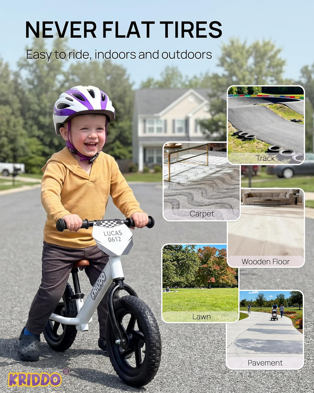 Toddler Balance Bike 12 Inch 2-5 Years Push Bike Custom Plate White Kids5