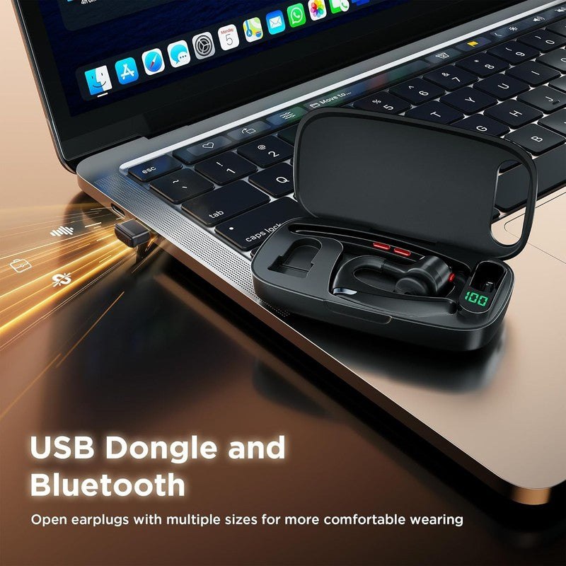 Bluetooth Headset V5.3 Wireless Dual Noise Cancel Mics 300H Standby w/ Case4