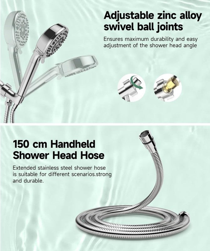 Filtered Shower Head Handheld 9 Spray Settings Detachable Chrome for Hard Water7