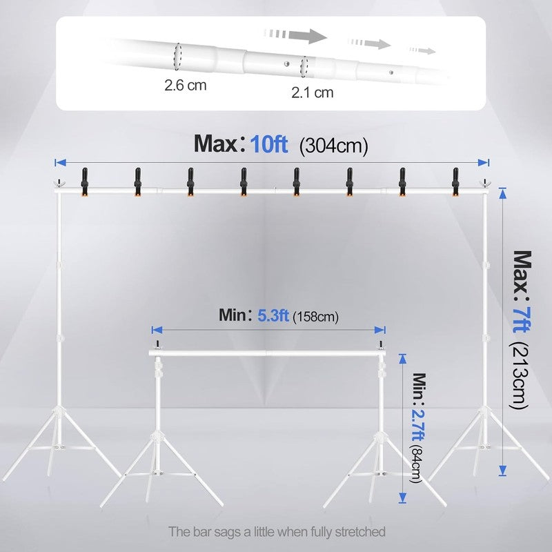 Backdrop Stand 10X7Ft(Wxh) Photo Studio Adjustable Background Stand Support Kit 1