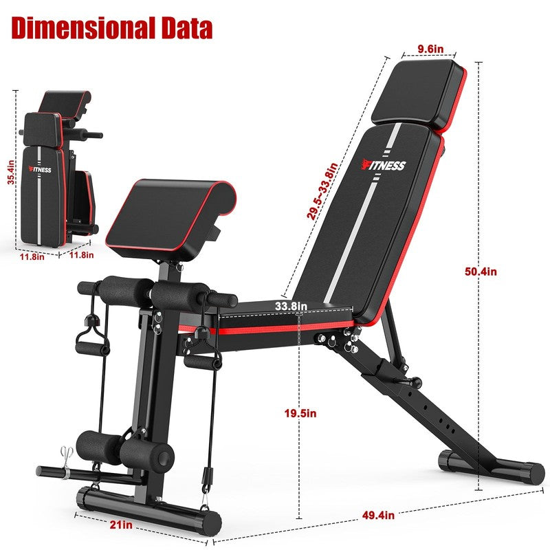 Heavy Duty Adjustable Weight Bench, 770 lbs Capacity, Foldable & Headrest6