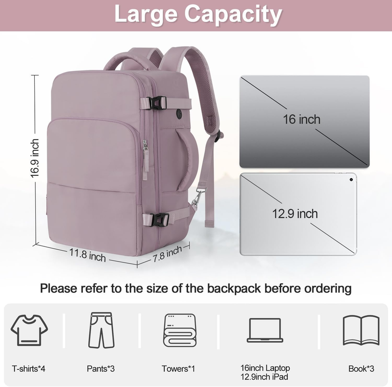 Travel Laptop Backpack Women Carry On Personal Item 16 Inch Waterproof8