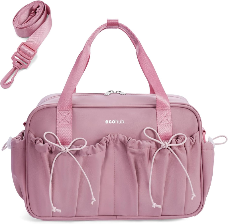 Small Gym Bag Women Mini Duffle Wet Compartment Bowknot Yoga Tote Pink9