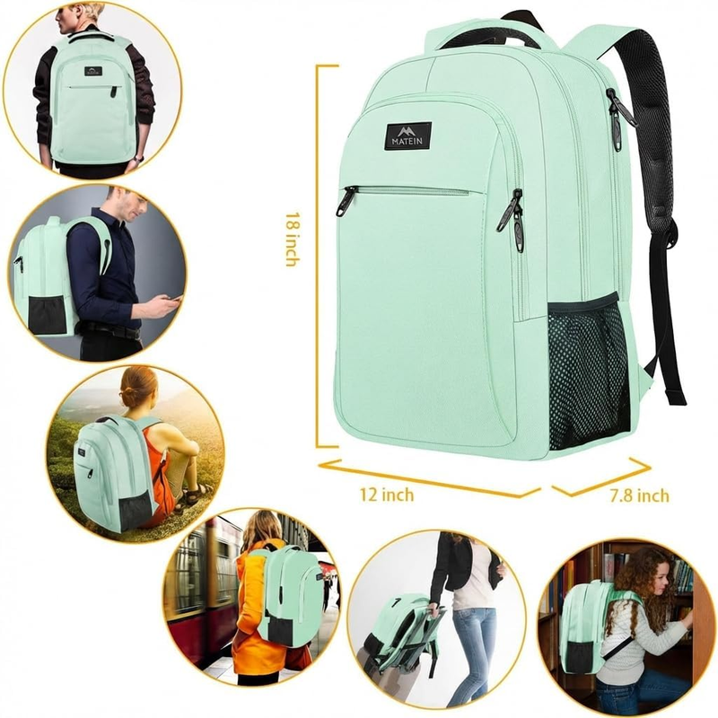 15.6" Laptop Backpack Travel College Office Daypack Mint Green2
