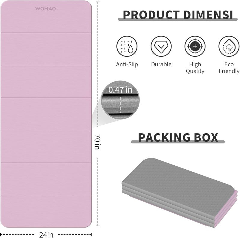 7 Fold Yoga Mat 70"X24"   1/2 Inch Thick Folding Exercise Mat, Compact Non Slip 0