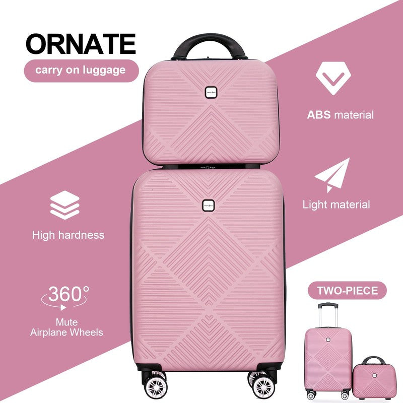 Stylish Pink 2 Piece Hardside Luggage Set with Spinner Wheels, Lightweight2