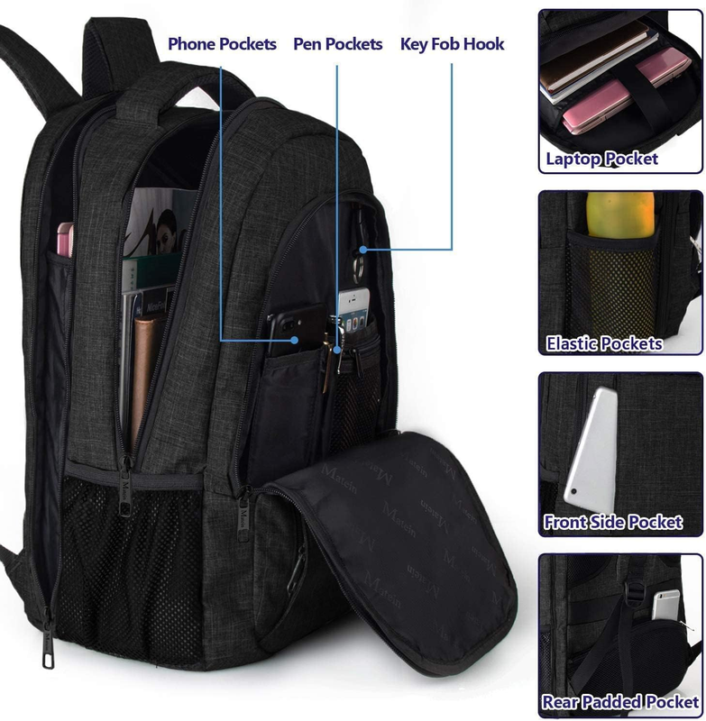 Extra Large 17" Laptop Backpack TSA Friendly Travel Business Bag Black3