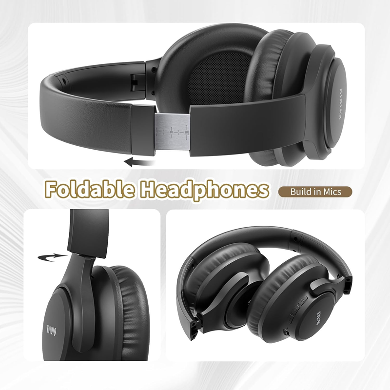 Bluetooth Over Ear Headphones 65H Playtime Wireless Headset Mic Bass6