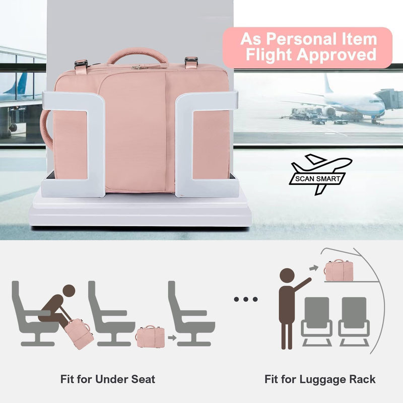 Travel Backpack Women Airline Personal Item Laptop Bag Waterproof Pink1