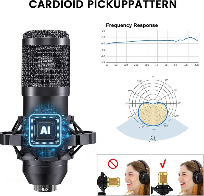 Podcast Bundle for 2 BM 800 Mic Audio Interface DJ Mixer Live Streaming Kit2