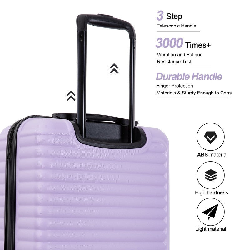 20" Underseat Hard Sided Carry On Luggage, Spinner Wheels, Abs,Light Purple1