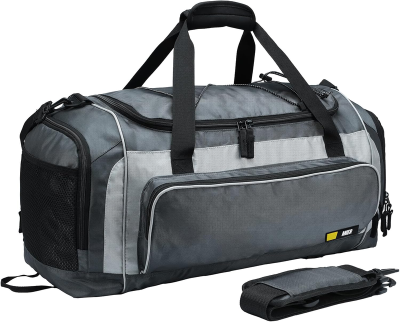 60L Large Gym Duffle Bag w/ Shoe Compartment Lightweight Sports Travel Grey0