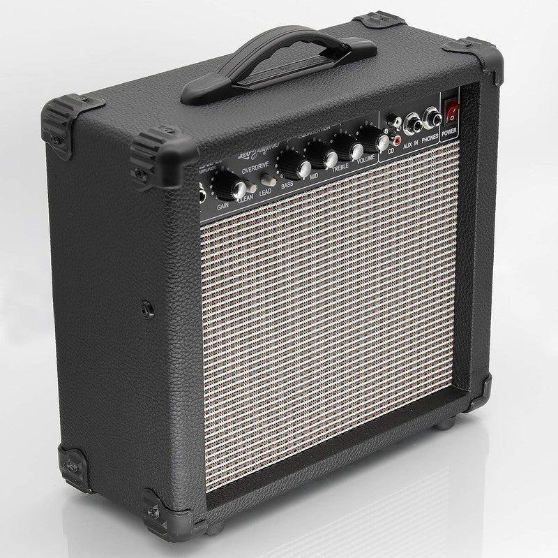 20W Guitar Amp Clean/Distortion 3 Band EQ CD Input Studio Practice Black2