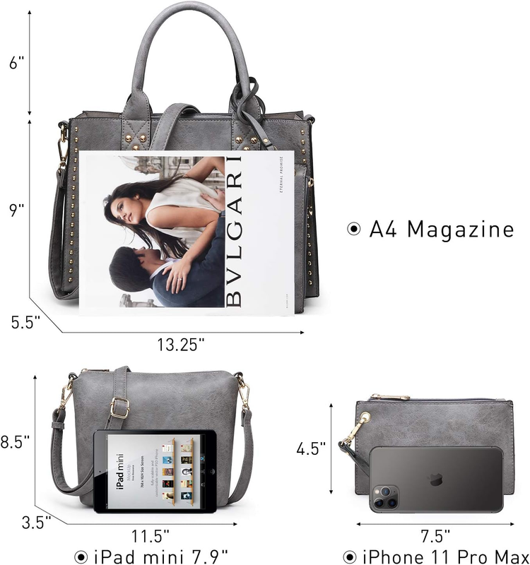3Pc Women’s Handbag Set Tote Satchel Shoulder Top Handle Purse Wallet3