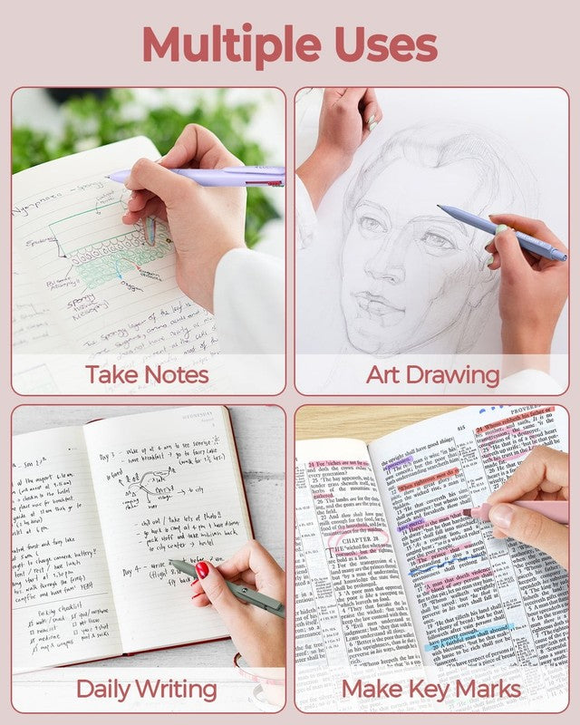 56 PCS Aesthetic Supplies with Large Pencil Case, 6 Colored Ballpoint Pens, 12 P4