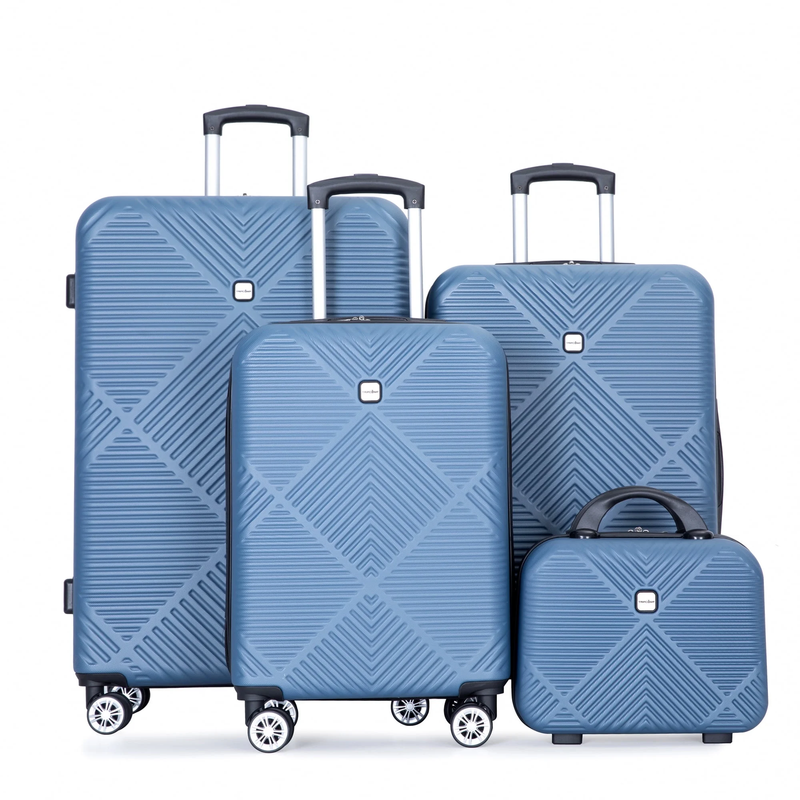 4 Piece Blue Hardside Luggage Set with Spinner Wheels   Lightweight & Durable10