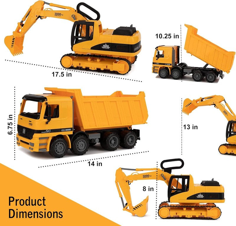 Construction Toy Set Excavator Dump Truck Bulldozer Digger Kids Vehicles3