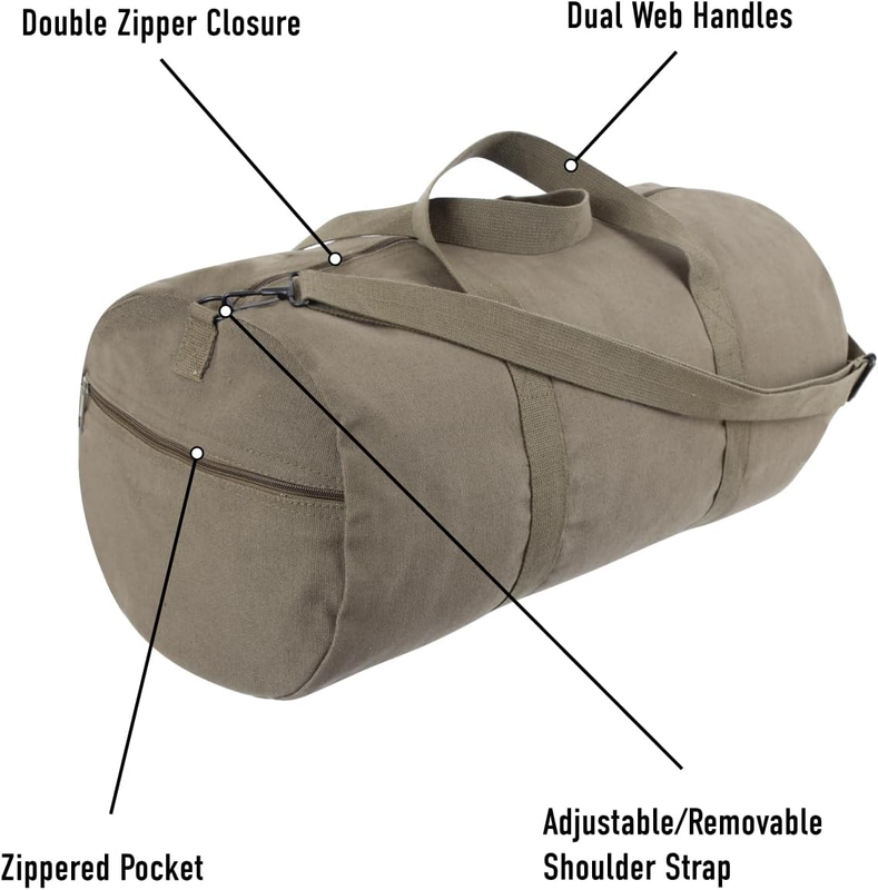 Heavy-Duty Canvas Shoulder Duffle Bag - Rugged Travel Gym Gear Equipment Bag3
