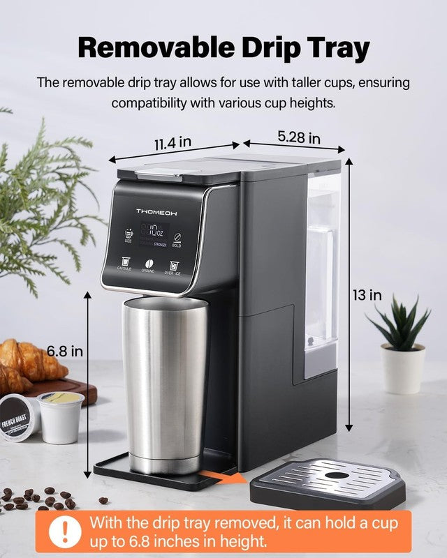 K Cup Coffee Maker Bold Setting Hot & Iced Single Serve 6 14oz 52oz Gray6