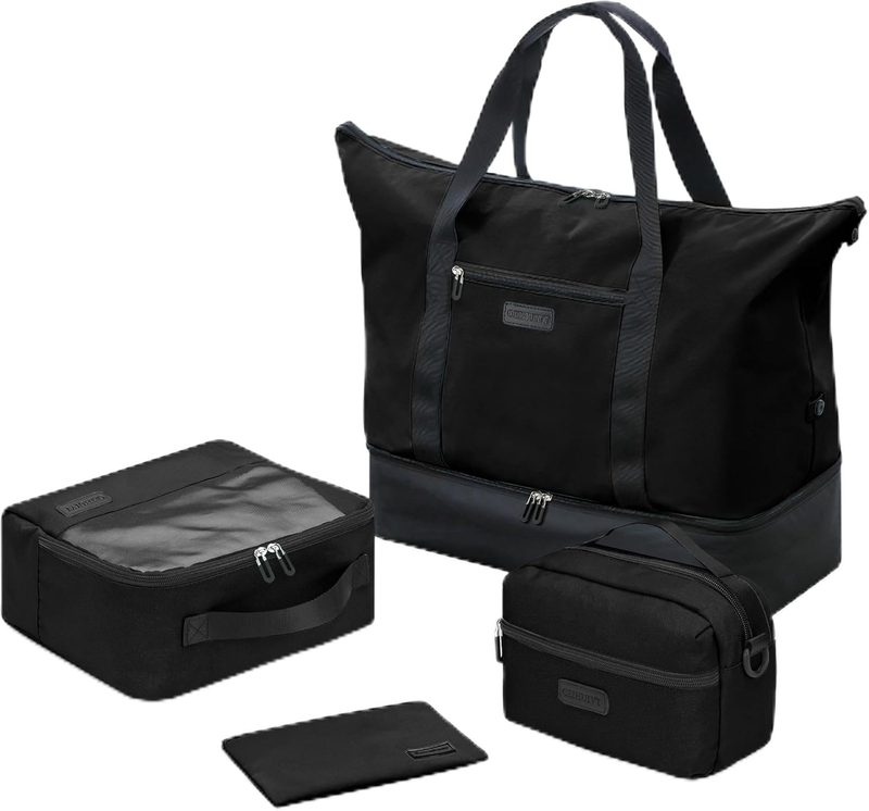 21in Women Weekender Duffle Bag 2Pc Canvas Leather Carry On Shoe Compartment9