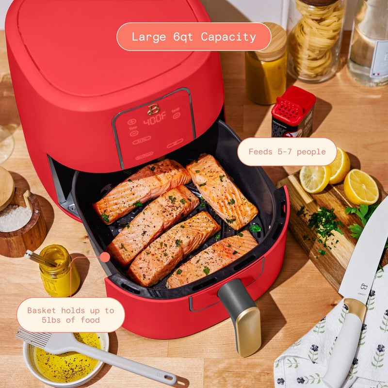 6 Qt Air Fryer w/ Turbocrisp Technology Evergood Ceramic Nonstick Tomato Red4