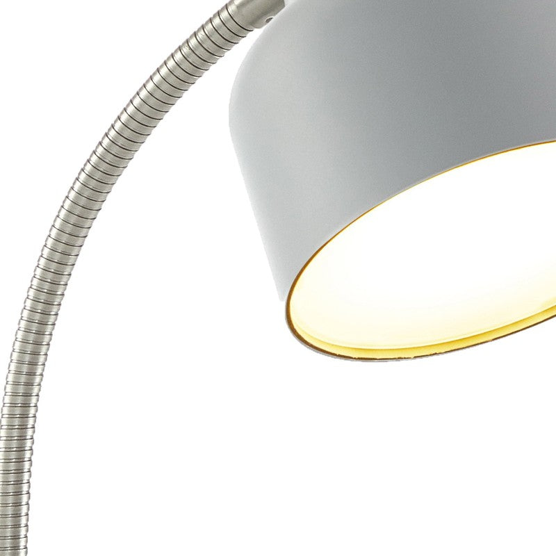9.5in LED Gooseneck Desk Lamp Silver Painted Glass Integrated LED3